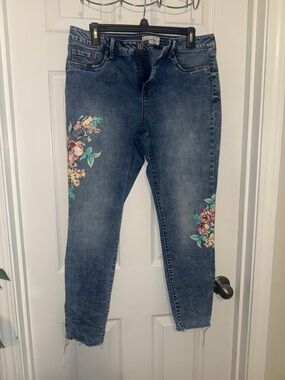 Floral Embroidered Blue Women's Rae Hem Jeans